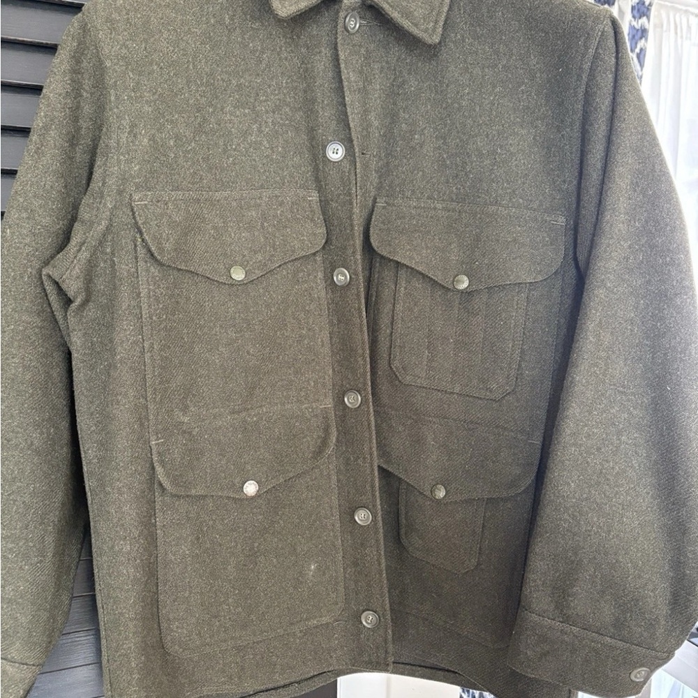 Filson Mackinaw Cruiser Jacket Mens 42 Green Wool Outdoor Workwear Button Coat
